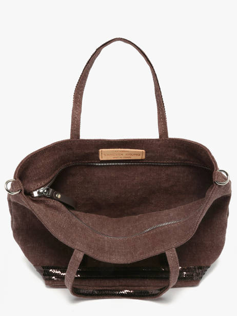 Small Cabas Linnen And Sequins Vanessa bruno Brown cabas lin 31V40435 other view 3