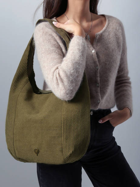 Shoulder Bag Velours Le voyage en panier Green velours AHP243 other view 1