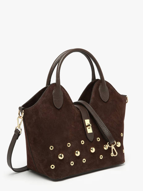 Handbag Velvet Studs Milano Brown velvet studs VS25092 other view 2