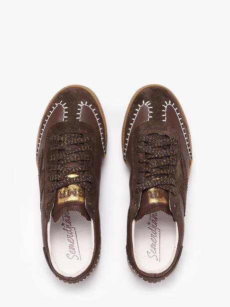 Sneakers In Leather Semerdjian Brown women ZADIK other view 3