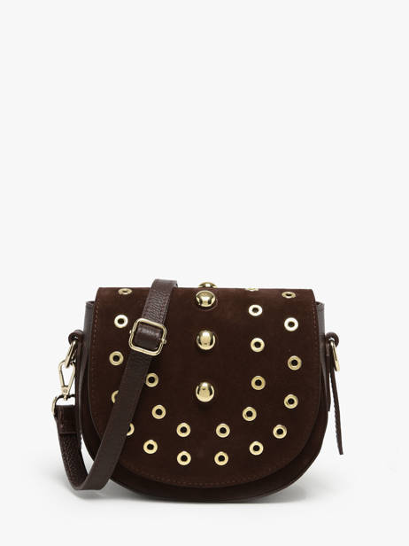 Shoulder Bag Velvet Studs Milano Brown velvet studs VS25093