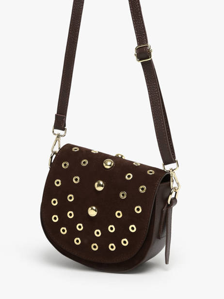 Shoulder Bag Velvet Studs Milano Brown velvet studs VS25093 other view 2