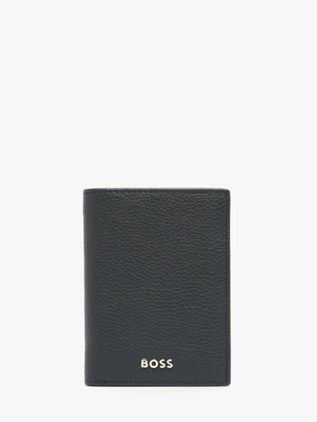 Card Holder With Coin Purse Leather Hugo boss Blue grained HLG416N