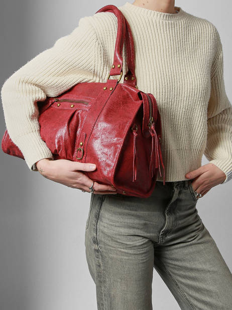 A4 Size Shoulder Bag Spazzolato Leather Milano Red spazzolato SP24095 other view 1