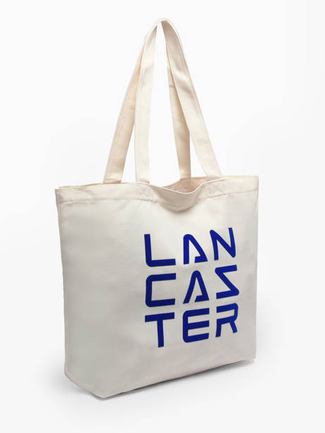 Shoulder Bag Tote Bag 3 Lines Cotton Lancaster Beige tote bag 3 lines 6 other view 1