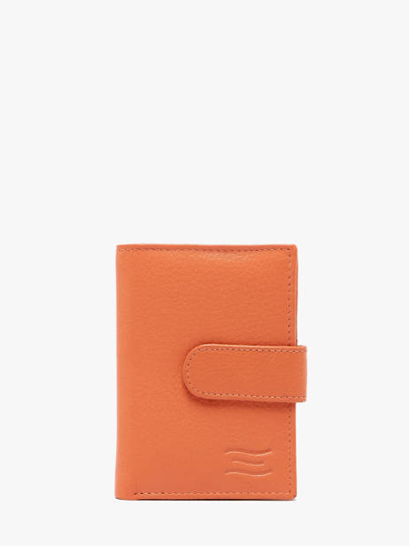 Leather Card Holder Crinkles Orange caviar 14041
