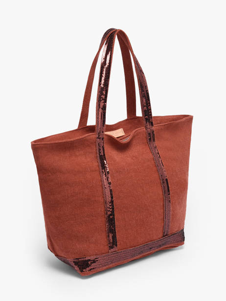 Medium Zipped Le Cabas Tote Bag Linen Sequins Vanessa bruno Red cabas lin 31V40378 other view 2