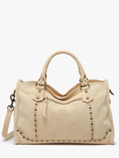 Handbag Houston A4 Leather Basilic pepper Beige houston BHOU22