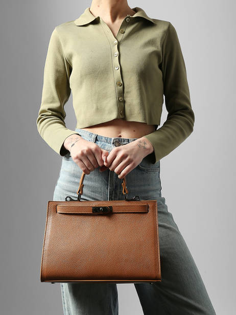 Sac Porté Main Caviar Cuir Milano Marron caviar CA25116 vue secondaire 1