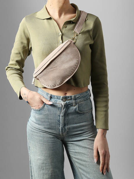 Sac Banane Cuir Milano Rose velvet VE25111 vue secondaire 1