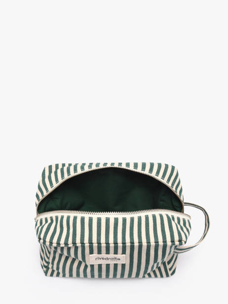 Recycled Cotton Tournelles Xl Striped Zipped Pouch Rivedroite Green spring striped TOUXLSTR other view 1