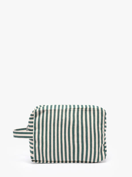 Recycled Cotton Tournelles Xl Striped Zipped Pouch Rivedroite Green spring striped TOUXLSTR other view 2