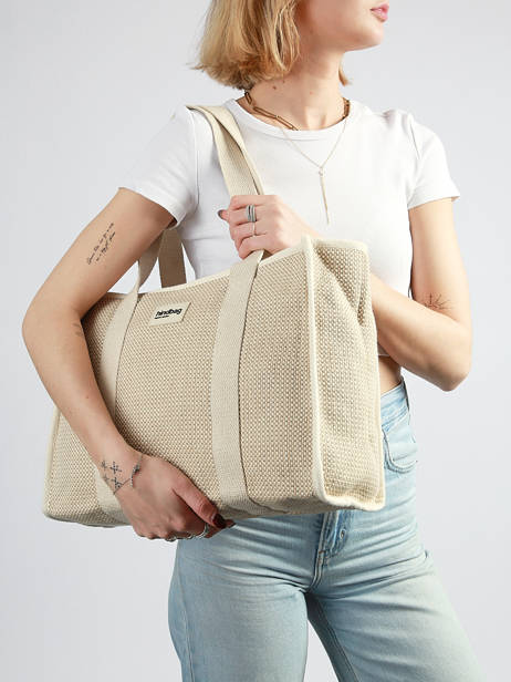 Sac Porté épaule Tressage Coton Hindbag Beige tressage TS vue secondaire 1