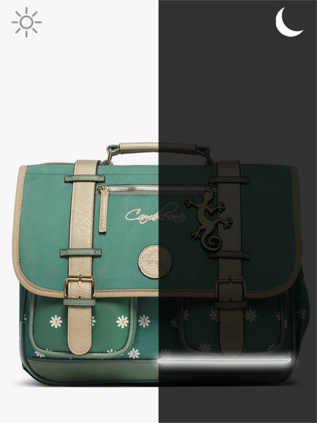 Wheeled Schoolbag 2 Compartments Cameleon Green vintage fantasy PBVGCA38 other view 8
