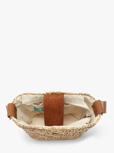 Sac Bandoulière Estival Raphia Le voyage en panier Beige estival PM944 vue secondaire 2
