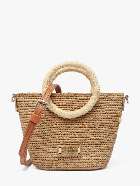 Satchel L'atelier Du Crochet Raphia Le voyage en panier Beige l'atelier du crochet AM831
