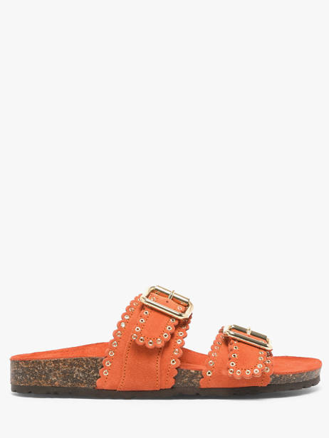 Slippers With Straps In Leather Semerdjian Orange women ARIANNA