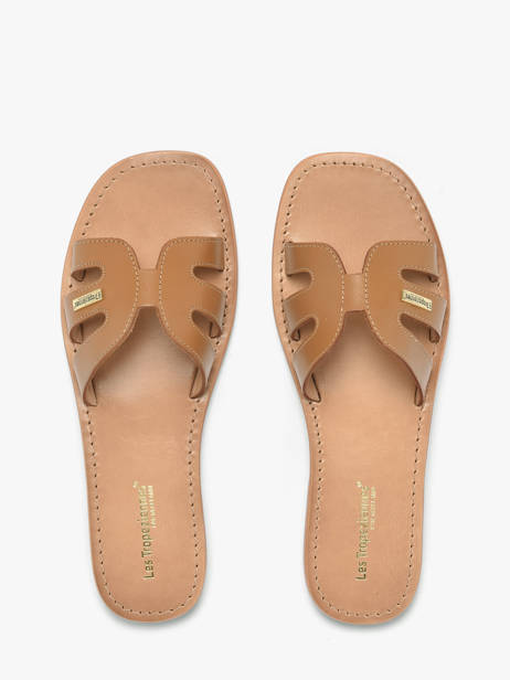 Leather Hadamia Slide Sandals Les tropeziennes Brown women HADAMIA other view 3