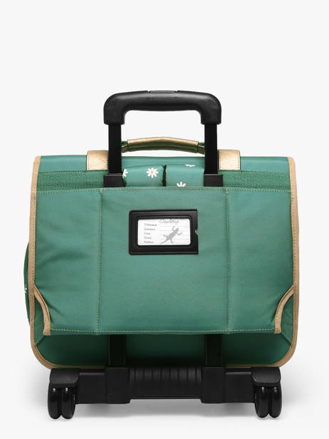 Schoolbag On Wheels For Kids 2 Compartments Cameleon Green vintage fantasy PBVGCR38 other view 5