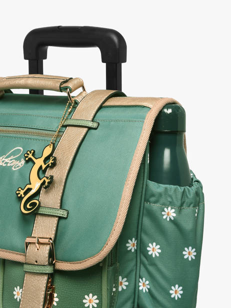 Schoolbag On Wheels For Kids 2 Compartments Cameleon Green vintage fantasy PBVGCR38 other view 6