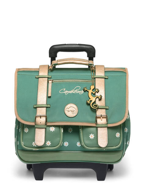 Schoolbag On Wheels For Kids 2 Compartments Cameleon Green vintage fantasy PBVGCR38 other view 8