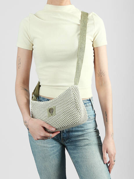 Shoulder Bag Resille Cotton Le voyage en panier Green resille PM942 other view 1
