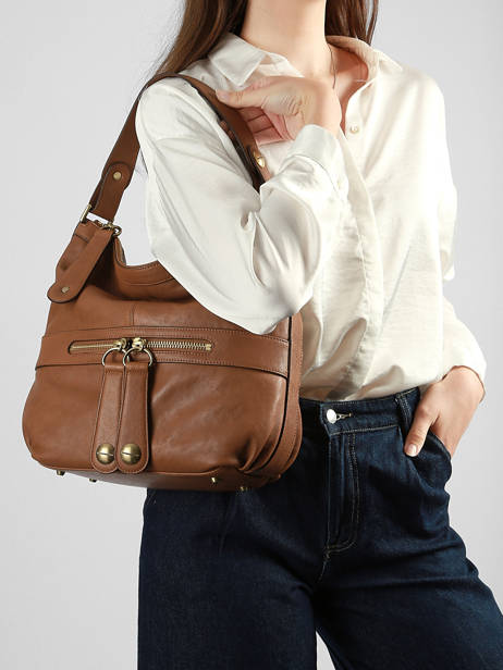 Sac Porté épaule Nomade Cuir Gerard darel Marron midday B402 vue secondaire 1