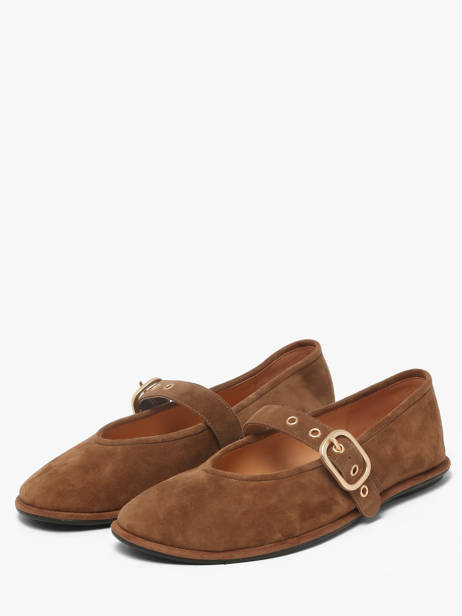 Ballerinas With Straps In Leather Inuovo Brown women CT005KCN other view 1