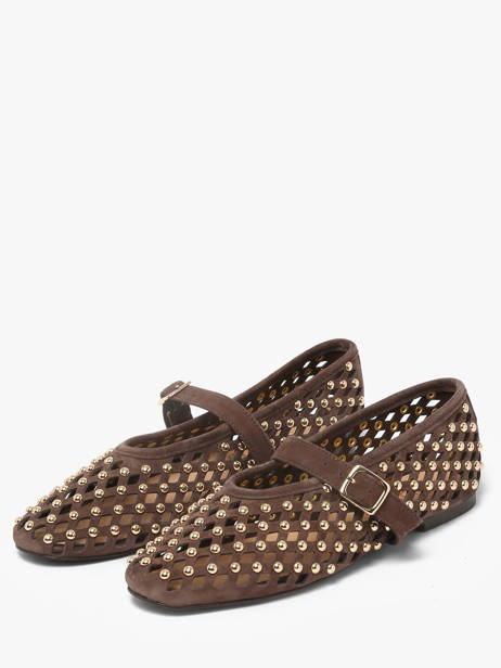 Ballerinas With Straps In Leather Inuovo Brown women NK003KDR other view 1