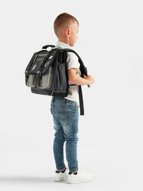 Cartable Enfant 2 Compartiments Cameleon Gris vintage urban CA35 vue secondaire 1