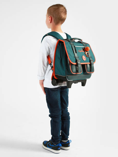 Cartable à Roulettes 2 Compartiments Cameleon Orange vintage urban CR38 vue secondaire 2