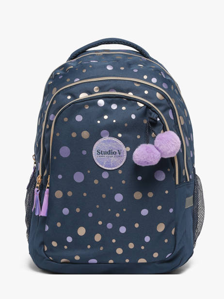 2-compartment Backpack Milky kiss Blue dazzling dots 1454