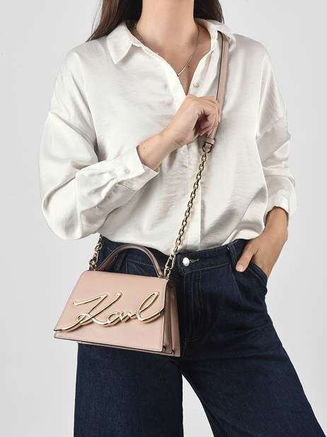 Sac Bandoulière K Signature Cuir Karl lagerfeld Rose k signature A1W30038 vue secondaire 1