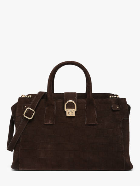 Sac Porté Main M Equestre Croco Cuir Etrier Marron equestre croco EEQC142M