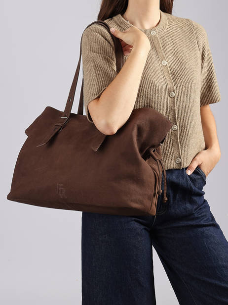 A4 Size Shoulder Bag Cavalier Nubuck Leather Etrier Brown cavalier nubuck ECAN215L other view 1