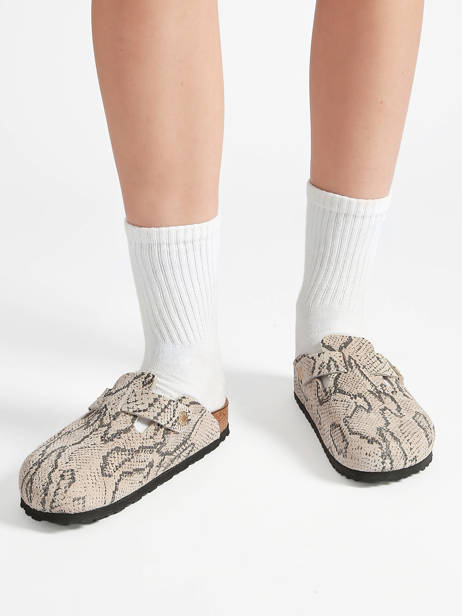 Mules En Cuir Birkenstock Gris women 1033086 vue secondaire 1