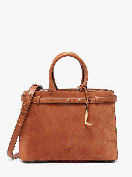 Sac Porté Main M Faubourg Daim Cuir Lancel Marron faubourg A14257