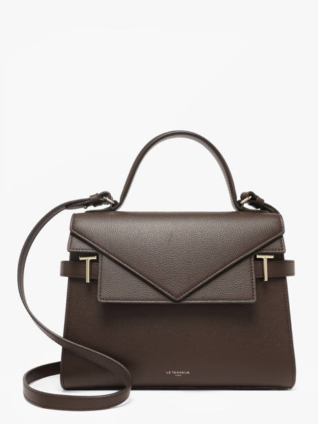 Sac Bandoulière M Double Rabat Emilie Cuir Grainé Le tanneur Marron emily TEMI1014