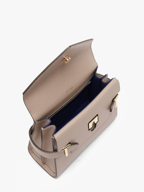 Sac Bandoulière S Double Rabat Emilie Cuir Grainé Le tanneur Beige emily TEMI1006 vue secondaire 4
