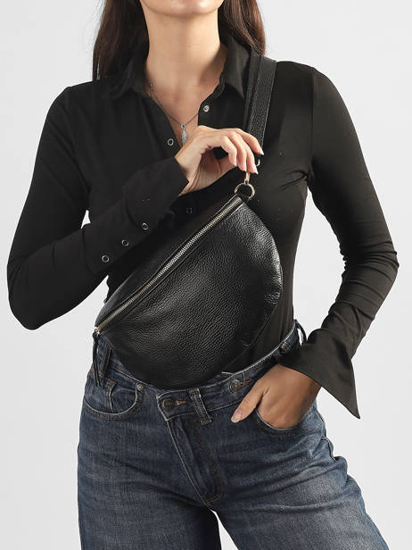 Sac Banane Cuir Milano Noir caviar CA21123O vue secondaire 1