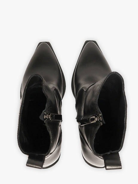 Bottines à Talon Tronchetti Texani En Cuir Metisse Noir women Bottines texanes en daim brossé à la main. vue secondaire 3