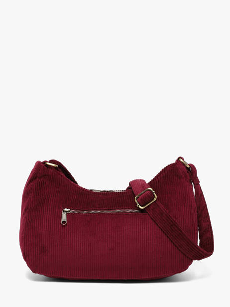 Sac Bandoulière Rosa Velours Côtelé Hindbag Rouge velours V vue secondaire 3