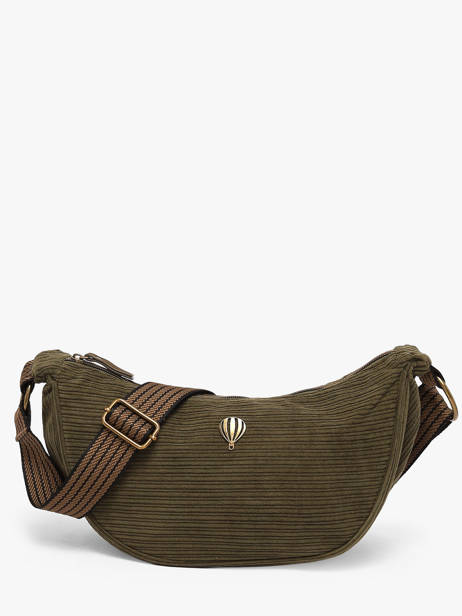 Shoulder Bag Velours Le voyage en panier Green velours AHP307