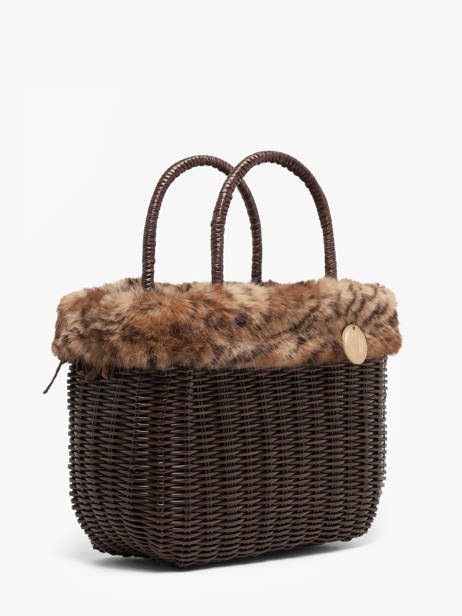 Medium Doudou Basket Bag Leopard Le voyage en panier Brown doudou M other view 2