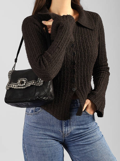 Shoulder Bag Orchidea Leather Campomaggi Black orchidea 25890ND other view 1