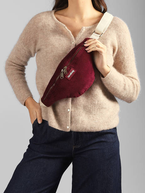 Sac Banane Hindbag Rouge velours V vue secondaire 1