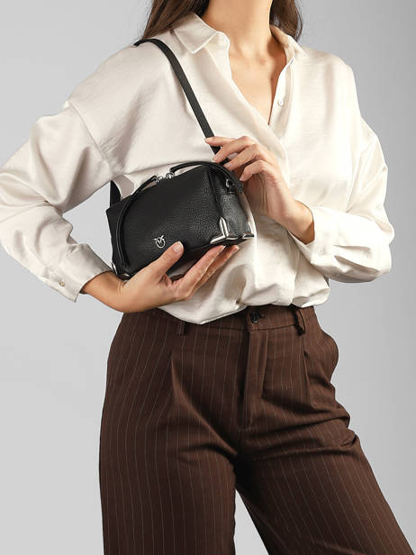 Sac Bandoulière Mini Bauletto Cuir Pinko Noir love bag soft 6967A3CX vue secondaire 1