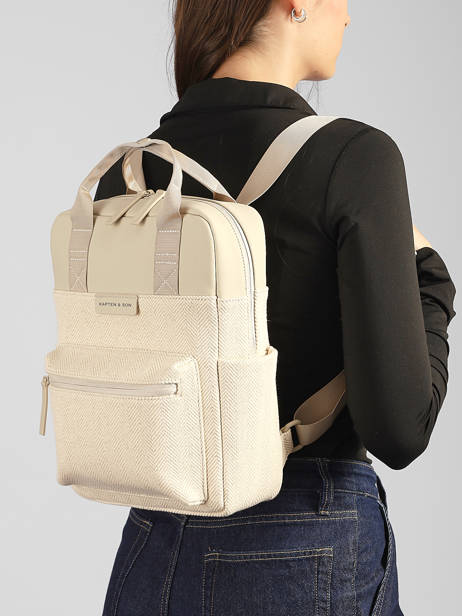 1 Compartment Backpack Bergen Small Ibiza Kapten and son Beige ibiza IB other view 1