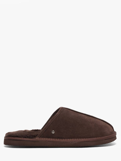 Chaussons En Cuir Isotoner Marron men 98169 vue secondaire 3