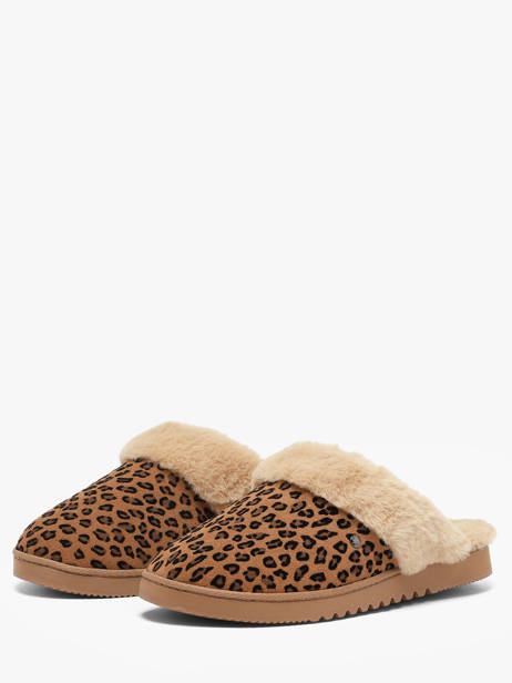Chaussons En Cuir Isotoner Marron women 97421 vue secondaire 1